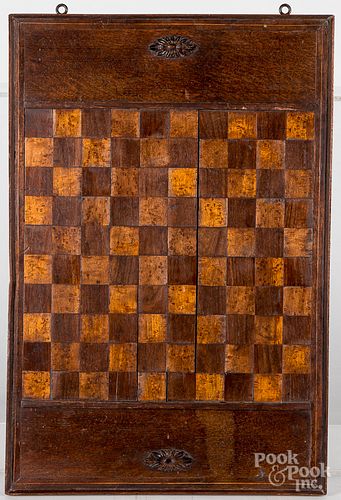 Oak and birds-eye maple gameboard, late 19th c.