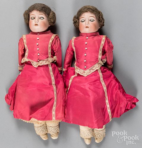 Pair of German bisque head and shoulder doll