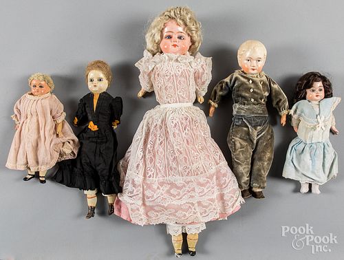 Five composition dolls