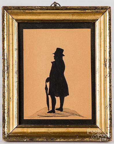 Two watercolor silhouettes, 19th c.,