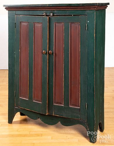 Painted pine jelly cupboard, 19th c.