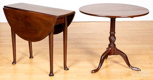 George II mahogany tea table and drop-leaf table
