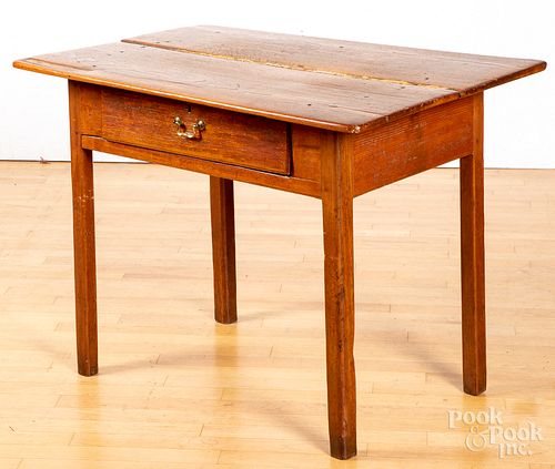Hard pine work table, early 19th c.