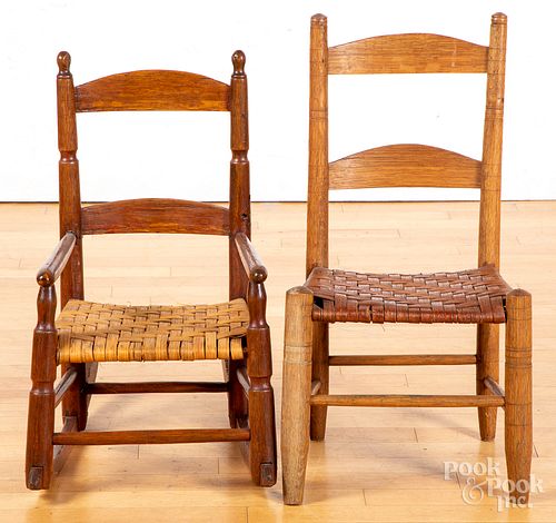 Two child's ladderback chairs, 19th c.