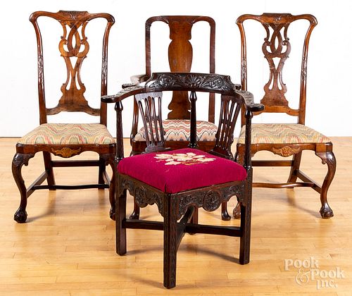 Four Georgian chairs, 18th c.