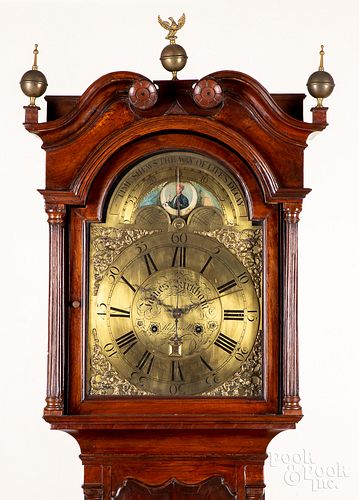 Georgian mahogany tall case clock, 18th c.