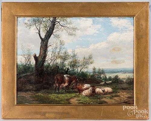 Three oil on canvas works, 19th c.