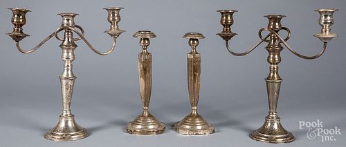 Pair of sterling silver candlesticks, 14.2 ozt.