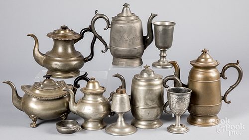 Collection of pewter tablewares, 19th c.