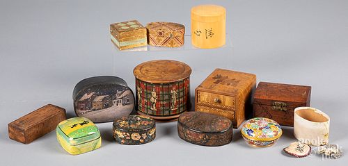 Collection of decorative dresser boxes.