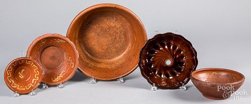 Four redware bowls