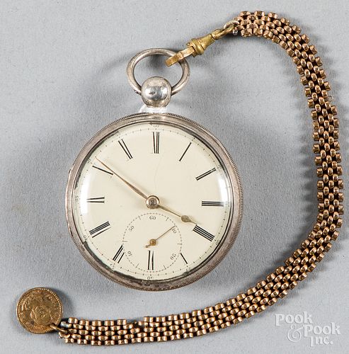 English silver keywind pocket watch