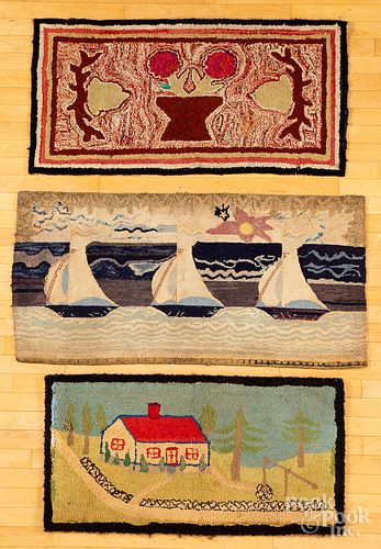 Three American hooked rugs, early 20th c.