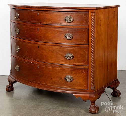 New England late Chippendale cherry bowfront chest