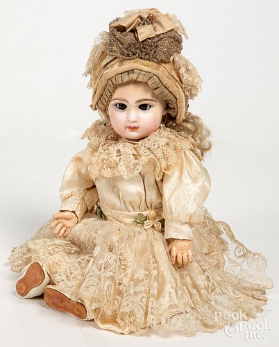 French Tete Jumeau bisque head mechanical doll