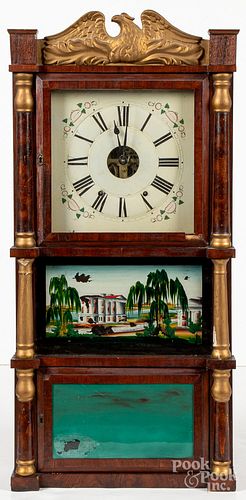 Elisha Manross triple decker mantel clock