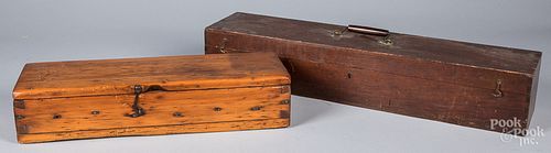 Two pine and mahogany document boxes, 19th c.
