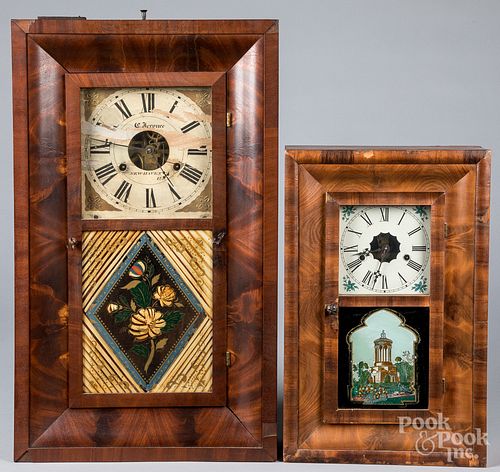 Two New Haven mahogany mantel clocks
