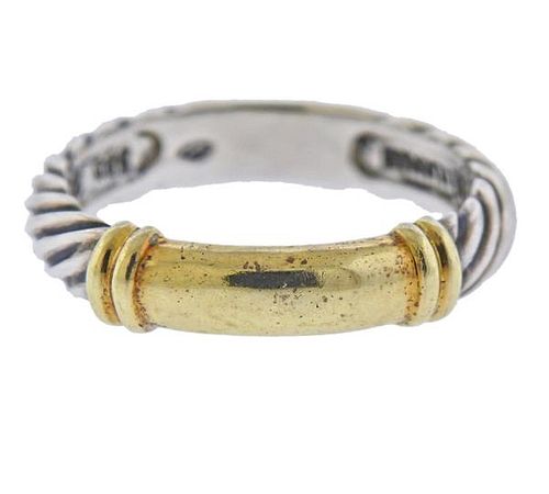 David Yurman Silver 14K Gold Cable Band Ring