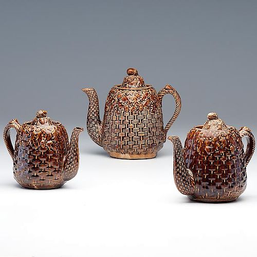Jeffords and Co. Basket Weave Teapots 