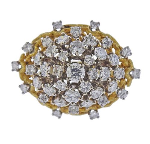 1960s 18K Gold Diamond Cocktail Dome Ring