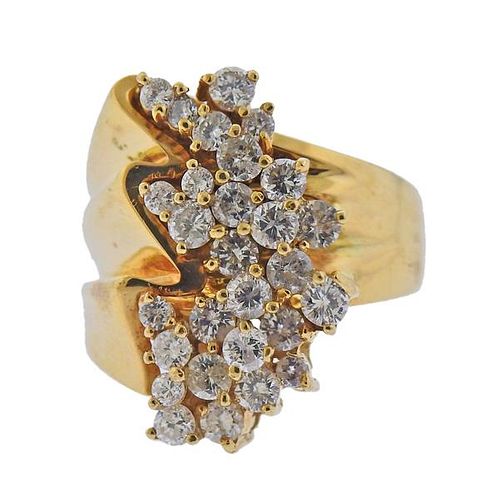 18K Gold Diamond Cocktail Cluster Ring