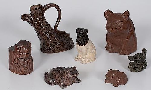 Sewer Tile and Ceramic Animal Figures 