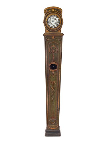 A Continental Painted and Parcel Gilt Tall Case Clock