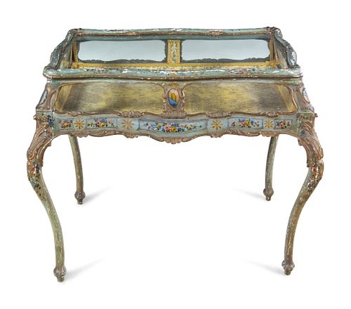 A Venetian Carved and Painted Vitrine Table