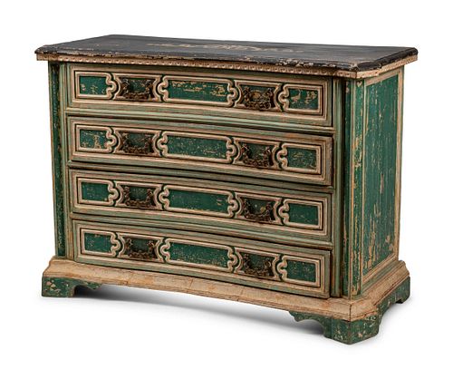 An Italian Green-Painted Chest of Drawers