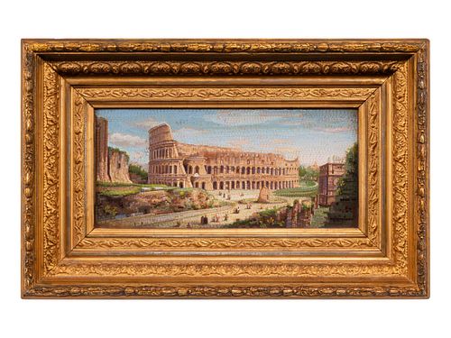 An Italian Micromosaic of the Colosseum in a Giltwood Frame