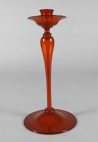 Murano Glass Red Candleholder, Italy, Ca.1930