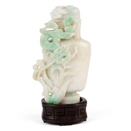 Modern Chinese Carved Jade Dragon Vase