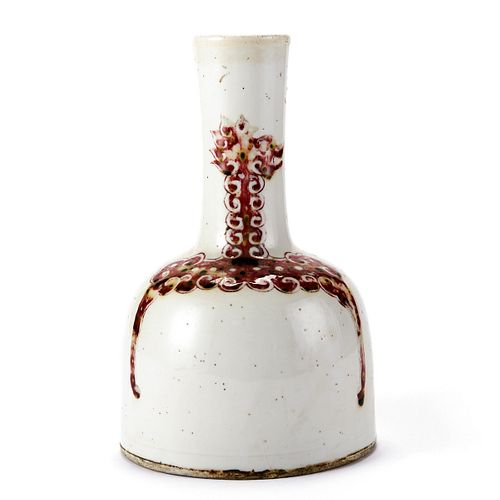 Chinese Republic Iron Red Porcelain Mallet Vase - Marked