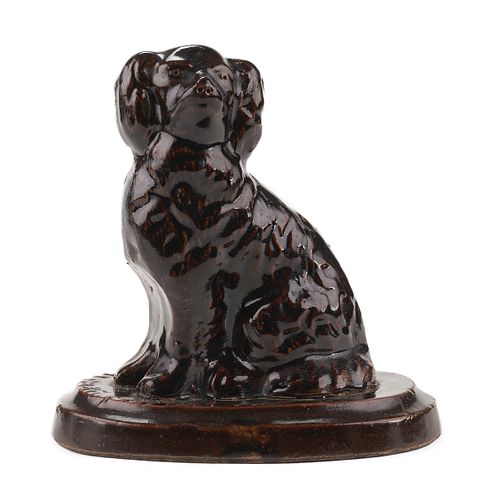 1897 F.M. King Co. Illinois Advertising Stoneware Staffordshire Dog