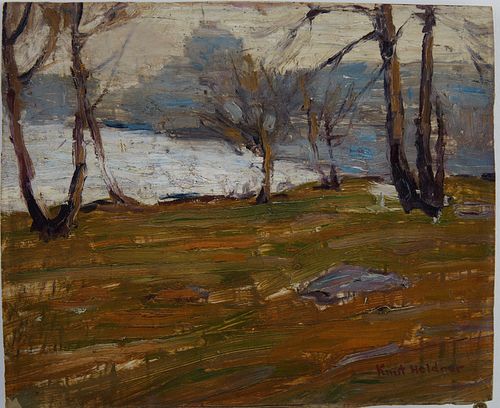 Knute Heldner Landscape Oil on Board