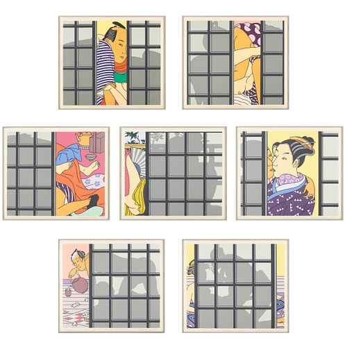 Roger Shimomura "Seven Views of Japanese Restaurant" Serigraphs