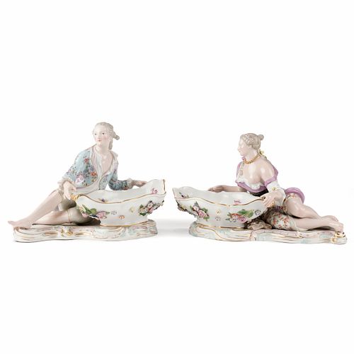 Pair of Meissen Figural Sweet Meat Dishes
