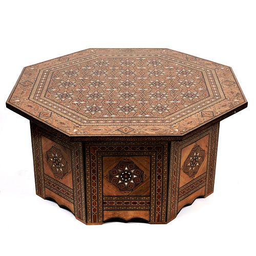 20th c. Syrian Mother of Pearl Inlaid Coffee Table