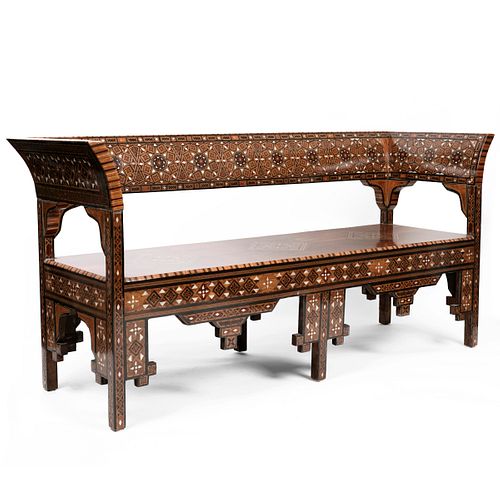 20th c. Syrian Mother of Pearl Inlaid Couch Bench