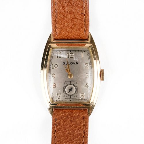 Bulova 14K Gold Tonneau Wristwatch