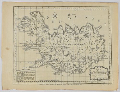Jacques-Nicolas Bellin Map of Iceland ca. 1759