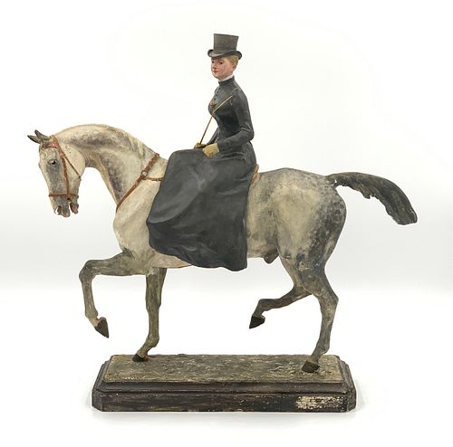 Henri Geoffrey de Ruille Plaster Figure, Lady on Horseback