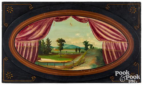 Pair of painted landscape panels, late 19th c.