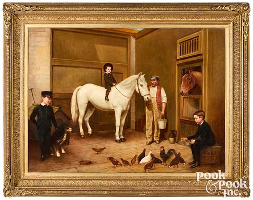 D. Winder, oil on canvas stable scene
