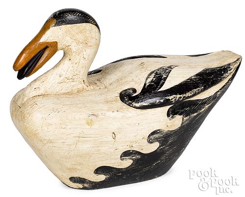 Oversized carved and painted Eider duck decoy