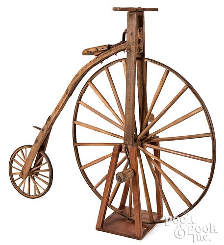 English wood and wrought iron boneshaker bicycle