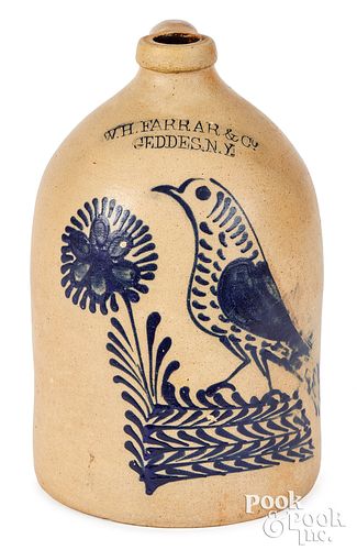 New York stoneware jug Farrar & Co. Geddes bird