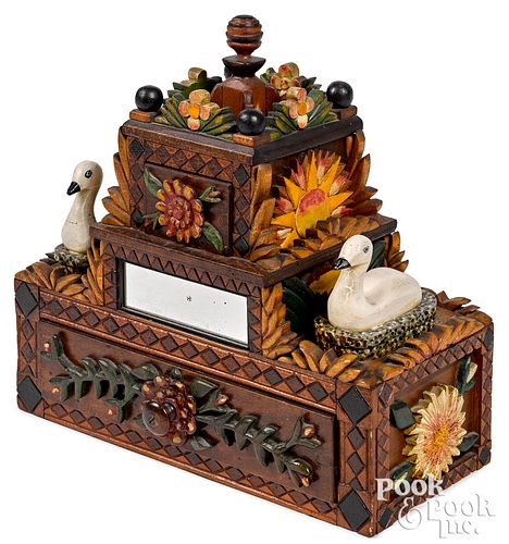 Outstanding PA carved and painted folk dresser box
