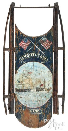 Painted sled, decorated with the naval engagement